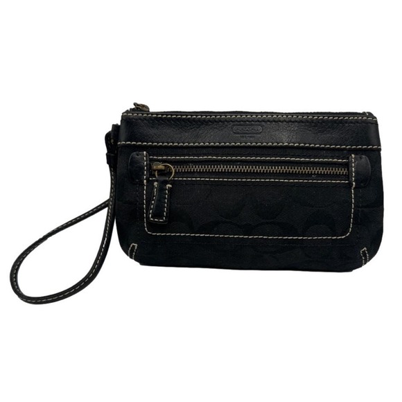 COACH Black Signature Canvas Wristlet - Picture 1 of 8